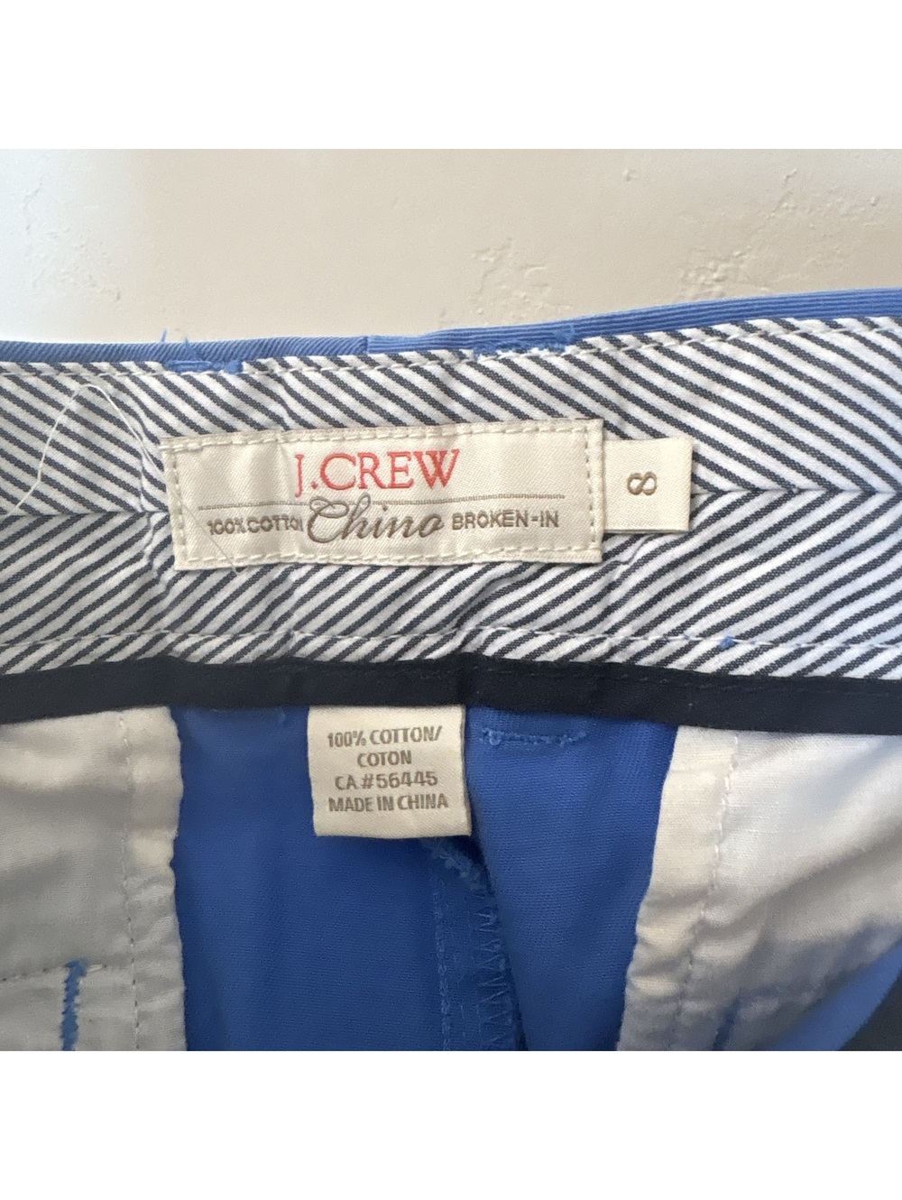 J.Crew Broken-In Chino Shorts Blue 100% Cotton Size 8 - Picture 3 of 3